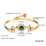 Vintage Green Gemstone Bracelet 18K Yellow Gold Women's Wedding Jewelry Birthday
