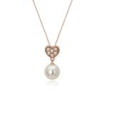 Luxury White Zircon Pendant Necklace 14K Rose Gold Women Bridal Jewelry