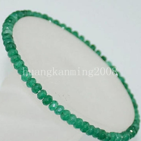 Green Jade Beaded Bracelet Gemstone Women's Bridal Jewelry