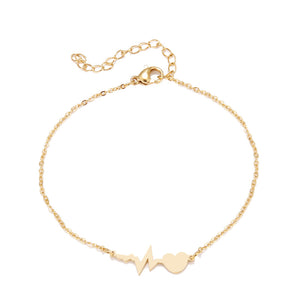 Unique Link Chain Bracelet 14K Yellow Gold Women Engagement Jewelry