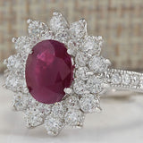 Luxury Red Ruby Gemstone Ring Women Silver Anniverssary Jewelry