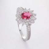 Luxury Red Ruby Gemstone Ring Women Silver Anniverssary Jewelry