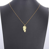 FEATHER PENDANT NECKLACE 14K YELLOW GOLD WOMEN ENGAGEMENT JEWELRY
