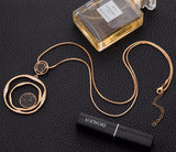 Vintage Gemstone Pendant Necklace Gold Chain Round Women Jewelry