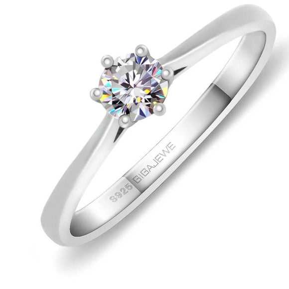 Genuine Moissanite 925 Silver Ring Diamond 0.3ct 4mm Round Cut Wedding JewelryLuxury Flower Moissanite Ring Diamond Women Wedding Jewelry