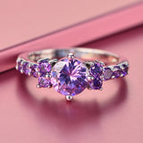 Purple Alexandrite Ring 925 Silver Color Change Women's Jewelry