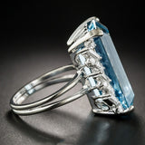 Blue Aquamarine Gemstone Ring Women Engagement Jewelry
