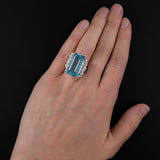 Blue Aquamarine Gemstone Ring 925 Sterling Silver Engagement Fine Jewelry