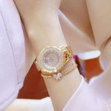 18K Yellow Gold Simulated Diamond Wrist Watche Clock Quartz Women Jewelry