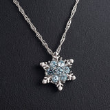Blue Aquamarine Pendant Necklace Flower For Women Party Silver Jewelry