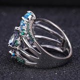 Genuine Mystic Topaz Gemstone Ring Women Wedding Jewelry