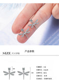Crystal Dragonfly Stud Earrings 925 Sterling Silver Sweet Insect Jewelry