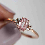 14K Rose Gold Gemstone Ring Plant Design Women's Eternity Engagement Jewelry