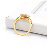 Lucky Eye Gemstone Ring Blue 14K yellow Gold Wedding Band Women Jewelry