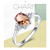Vintage Champagne Gemstone Ring Women's Solid 925 Sterling Silver Color Change Jewelry