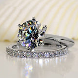 Round Cut Diamond Stone wedding Ring Set bridal Engagement ring set for women