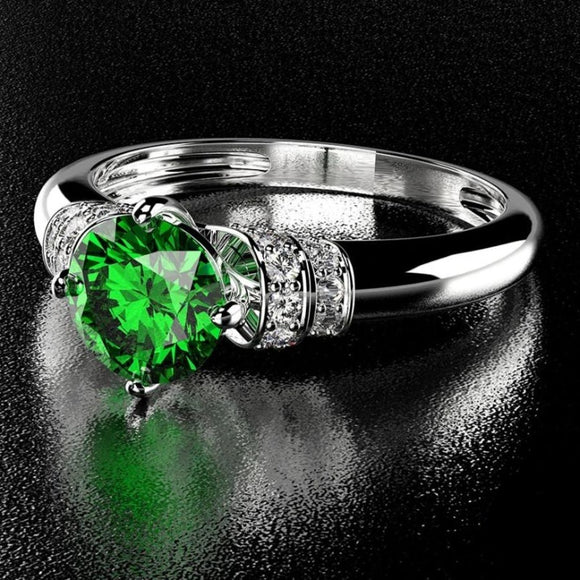 Natural Emerald Gemstone Ring 925 Sterling Silver Amethyst Blue Sapphire Wedding Jewelry