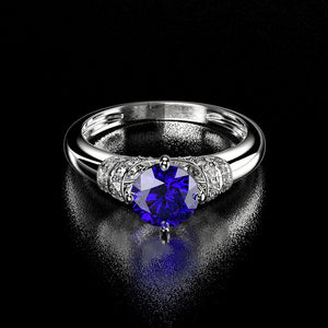 Natural Emerald Gemstone Ring 925 Sterling Silver Amethyst Blue Sapphire Wedding Jewelry