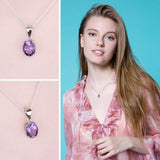 Natural Amethyst Gemstone Pendant Necklace 925 Sterling Silver Women's Jewelry