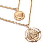 Double-layer Pendant Necklace 14kt Retro Gold Women's Wedding Jewelry