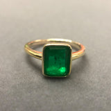 Natural Vintage Emerald Ring 18K Yellow Gold Women's Wedding Bridal Jewelry