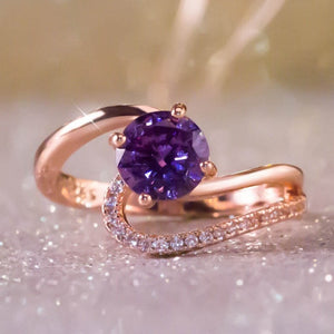 Purple Alexandrite Engagement Ring For Women 14K Gold Wedding Jewelry