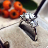 Three Gemstones Ring 925 Sterling silver Wedding for Women Jewelry