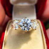 Three Gemstones Ring 925 Sterling silver Wedding for Women Jewelry