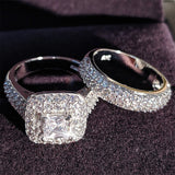 Genuine Gemstone 925 Sterling Silver Ring Set bridal Women's Engagement jewelry