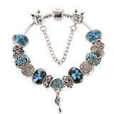 Heart Blue Gem Bangle Bracelet Pendant Charms Elegant Women's Gift