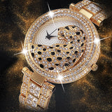 Casual Diamond Watch Leopard Women Quartz Watch 14K Gold Clock Jewelry