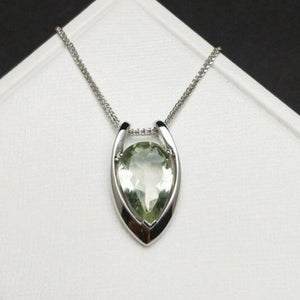 Natural Green Amethyst Pendant Neklace 925 sterling silver fine jewelry