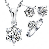 Silver Platinum Jewelry set Necklace Ring Women Wedding Jewelry 