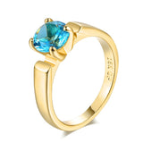 Bule Aquamarine Gemstone Ring Rose Gold Women Anniverssary Jewelry