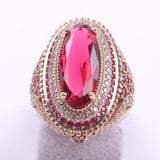 Gorgeous Vintage Oval Pink Red Gemstone Ring Women's Wedding Engagement Jewelry