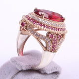 Gorgeous Vintage Oval Pink Red Gemstone Ring Women's Wedding Engagement Jewelry