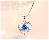 Natural CZ Heart Pendant Choker Necklace 925 Sterling Silver Chain Women Jewelry