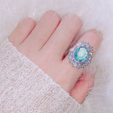 Natural Aquamarine Gemstone Ring Women Engagement Jewelry