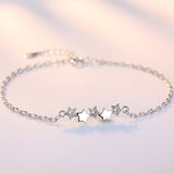 Silver Stars Charm Bracelet Link Chain Women Anniverssary Jewelry Gift