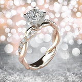 TowTone Moissanite Engagement Ring White Gold Women Wedding Jewelry