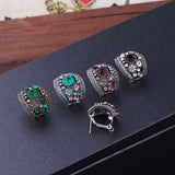 Vintage Gold / Silver Color Jewelry Sets Green Crystal Necklace Stud Earrings Ring Set