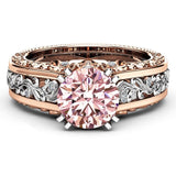 Vintage Garnet Wedding Ring 14K Rose Gold 925 Sterling Silver Round Cut Women's Jewelry