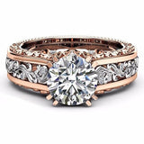 Vintage Garnet Wedding Ring 14K Rose Gold 925 Sterling Silver Round Cut Women's Jewelry