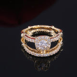 White Saphire Bridal Ring Set 14K Rose Gold For Women Engagement Jewelry