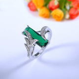 Emerald Ring With Diamond Silver 925 RingsGemstone Women Wedding Jewelry