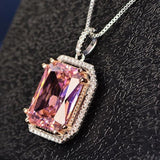 Natural Pink Spinel Gemstone Pendant Necklace White Gold Women's Fine Jewelry