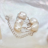 Natural Freshwater Baroque Pearl Bracelet  Genuine 925 Sterling Silver Women's Link Chain Jewelry