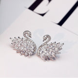Luxury Black Swan Stud Earrings Personality Women Wedding Jewelry