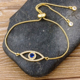 Vintage Evil Eye Gold Bracelet for Women Princess Cut Zircon Jewelry