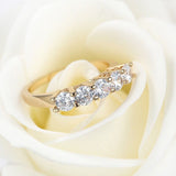 Five Zircon Gemstones Ring For Women 18 k yellow Gold Jewelry